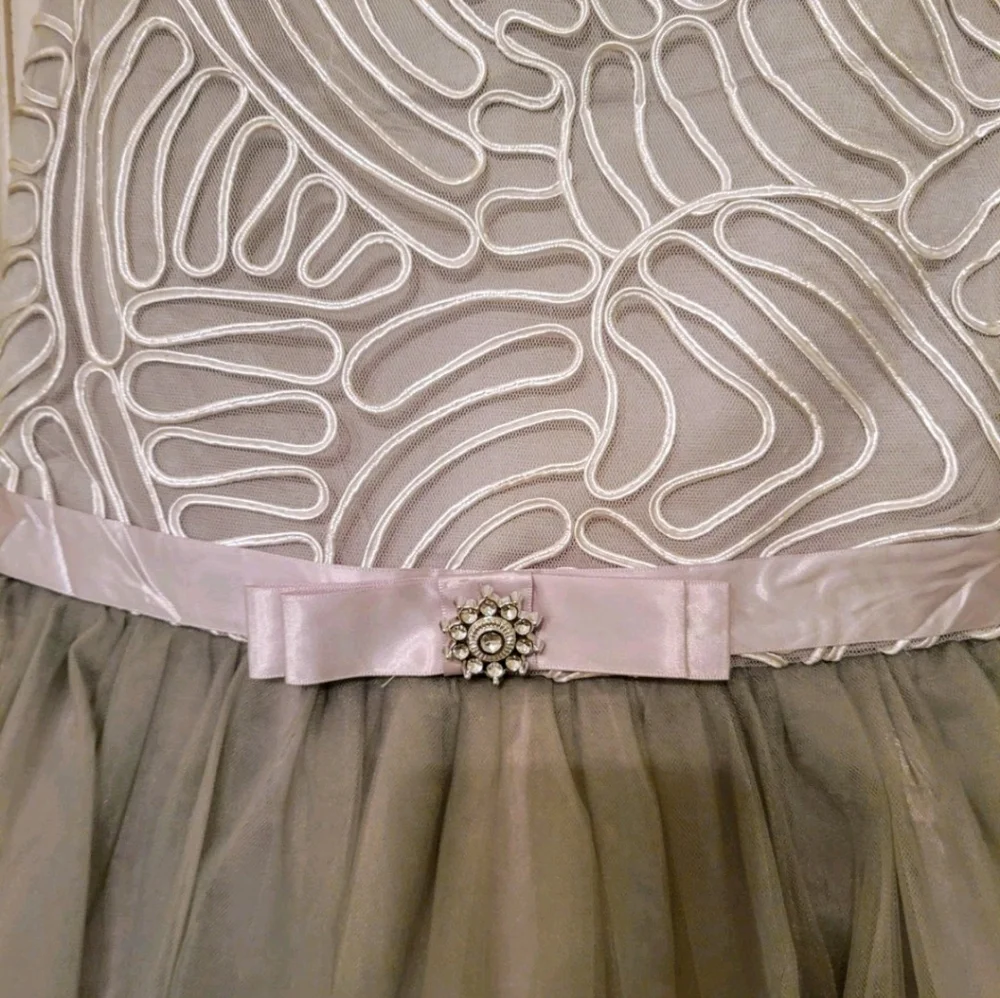 New Girls Size 10 Dress Embroidery‎ Gray & Silver Wedding Party Any Occasion